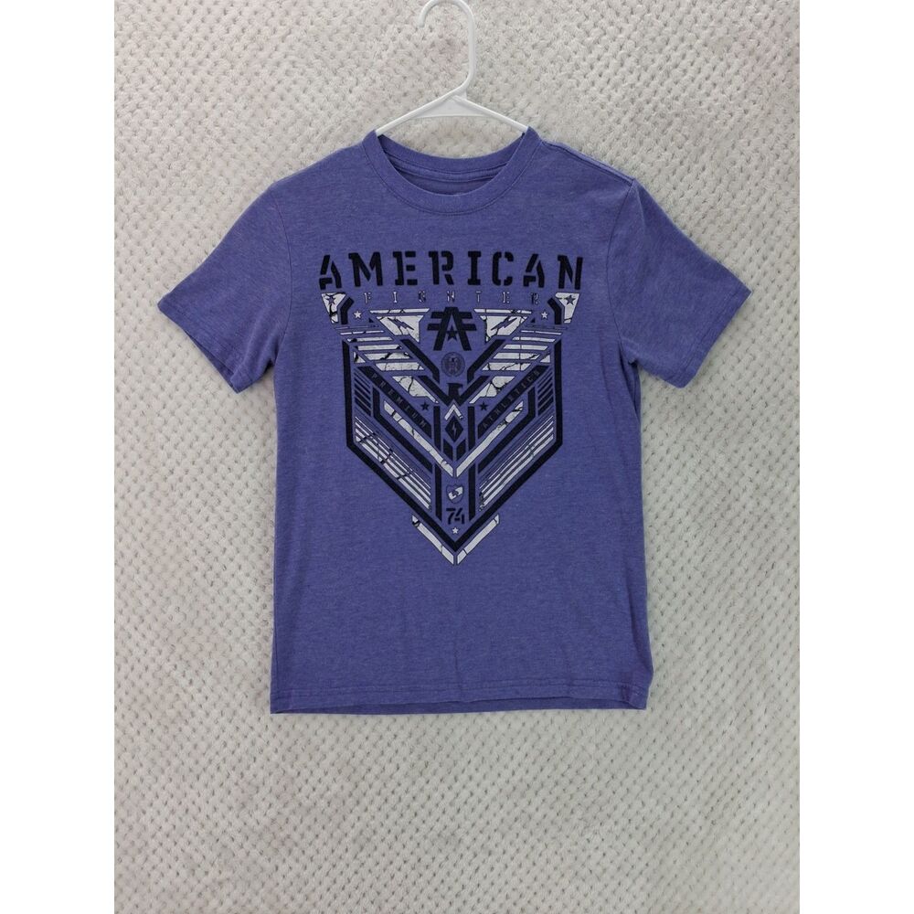 American Fighter Youth Boys Large Purple Short Sleeve Graphic Print Tee